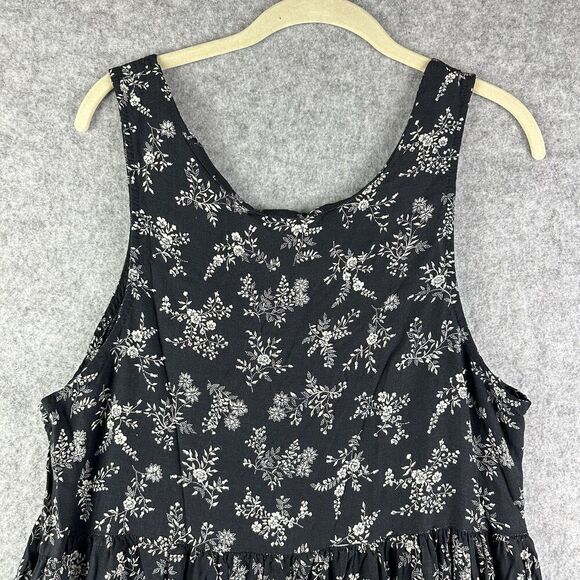 Vintage Katy D Dress Womens 14 16 Black Floral Empire Waist Y2K Flowy Pockets* - Picture 6 of 12